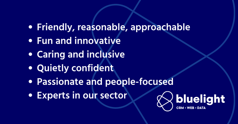 Friendly, resonable, approachable, fun and innovative. Caring, inclusive, quietly confident, passionate, people-focused and experts in the sector